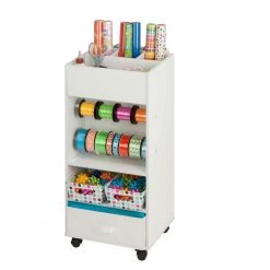 MDF Craft Rolling Storage Cart with Dowel Rods and 3 Compartments by Honey-Can-Do -Carnegy Avenue Sales white honey can do craft storage crt 09592 fa 1000