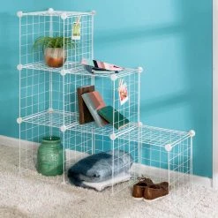43 in. H x 29 in. W x 14.5 in. D White Steel 6- Cube Organizer by Honey-Can-Do -Carnegy Avenue Sales white honey can do cube storage organizers shf 09489 1f 1000