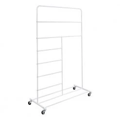 16 in. x 65 in. White Steel Rolling Multi-Section T-Bar Clothes Drying Rack by Honey-Can-Do