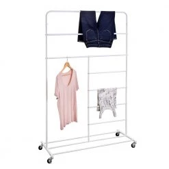 16 in. x 65 in. White Steel Rolling Multi-Section T-Bar Clothes Drying Rack by Honey-Can-Do -Carnegy Avenue Sales white honey can do drying racks dry 08545 fa 1000
