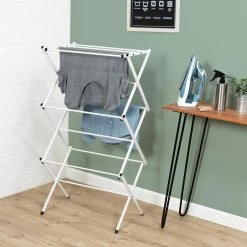 22.5 in. W x 41.25 in. H White Steel Compact Folding Drying Rack by Honey-Can-Do 15 22.5 in. W x 41.25 in. H White Steel Compact Folding Drying Rack by Honey-Can-Do -Carnegy Avenue Sales white honey can do drying racks dry 09221 31 1000