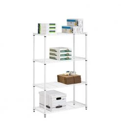 White 4-Tier Heavy Duty Adjustable Steel Garage Storage Shelving (36 in. W x 54 in. x 14 in. D) by Honey-Can-Do -Carnegy Avenue Sales white honey can do freestanding shelving units shf 09440 c3 1000