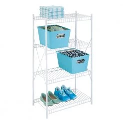 White 4-Tier Steel Garage Storage Shelving Unit (23.3 in. W x 41 in. H x 13 in. D) by Honey-Can-Do -Carnegy Avenue Sales white honey can do freestanding shelving units shf 09452 31 1000