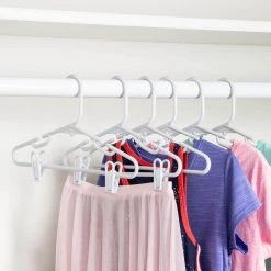 Kids White Plastic Hangers with Clips 18-Pack by Honey-Can-Do -Carnegy Avenue Sales white honey can do hangers hng 09047 31 1000
