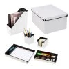 White Faux Leather Desk Organizers (6-Piece Set) by Honey-Can-Do -Carnegy Avenue Sales white honey can do office storage organization ofc 09459 64 1000