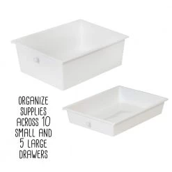 15.35 in. W x 37.8 in. H White Plastic and Steel 15-Drawer Cart by Honey-Can-Do -Carnegy Avenue Sales white honey can do storage drawers crt 09106 1f 1000