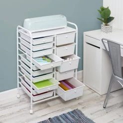 15.35 in. W x 37.8 in. H White Plastic and Steel 15-Drawer Cart by Honey-Can-Do -Carnegy Avenue Sales white honey can do storage drawers crt 09106 31 1000
