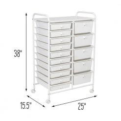 15.35 in. W x 37.8 in. H White Plastic and Steel 15-Drawer Cart by Honey-Can-Do -Carnegy Avenue Sales white honey can do storage drawers crt 09106 4f 1000