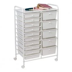 15.35 in. W x 37.8 in. H White Plastic and Steel 15-Drawer Cart by Honey-Can-Do