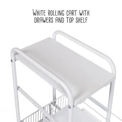 9.4 in. W x 33.1 in. H White Steel 3-Drawer Rolling Cart by Honey-Can-Do -Carnegy Avenue Sales white honey can do storage drawers crt 09579 1f 1000