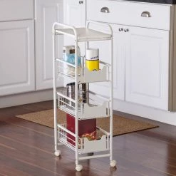 9.4 in. W x 33.1 in. H White Steel 3-Drawer Rolling Cart by Honey-Can-Do -Carnegy Avenue Sales white honey can do storage drawers crt 09579 31 1000