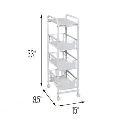 9.4 in. W x 33.1 in. H White Steel 3-Drawer Rolling Cart by Honey-Can-Do -Carnegy Avenue Sales white honey can do storage drawers crt 09579 44 1000