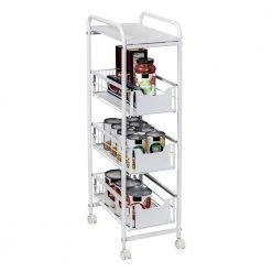 9.4 in. W x 33.1 in. H White Steel 3-Drawer Rolling Cart by Honey-Can-Do