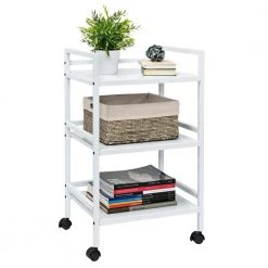 3-Tier Steel 4-Wheeled Utility Cart in White by Honey-Can-Do -Carnegy Avenue Sales white honey can do utility carts crt 09622 4f 1000