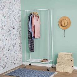 White Steel Clothes Rack 30.75 in. W x 68.11 in. H by Honey-Can-Do -Carnegy Avenue Sales white matte honey can do clothes racks gar 09057 31 1000