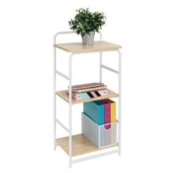 Natural and White 3-Tier Steel Shelving Unit (15.7 in. W x 33.7 in. H x 11.8 in. D) by Honey-Can-Do
