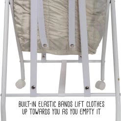 White/Natural Steel and Polycotton Single Bounce Back No Bend Laundry Hamper with Wheels by Honey-Can-Do -Carnegy Avenue Sales white natural honey can do hampers hmp 09749 44 1000