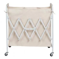 White Collapsible Accordion Triple Laundry Sorter with Rubber Wheels by Honey-Can-Do -Carnegy Avenue Sales white natural honey can do laundry sorters srt 08955 c3 1000