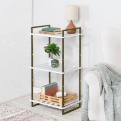 White 3-Tier Tubular Steel Shelving Unit (20 in. W x 37.5 in. H x 15 in. D) by Honey-Can-Do -Carnegy Avenue Sales white olive honey can do freestanding shelving units shf 09132 31 1000