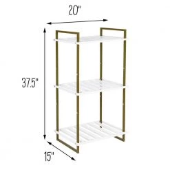 White 3-Tier Tubular Steel Shelving Unit (20 in. W x 37.5 in. H x 15 in. D) by Honey-Can-Do -Carnegy Avenue Sales white olive honey can do freestanding shelving units shf 09132 76 1000