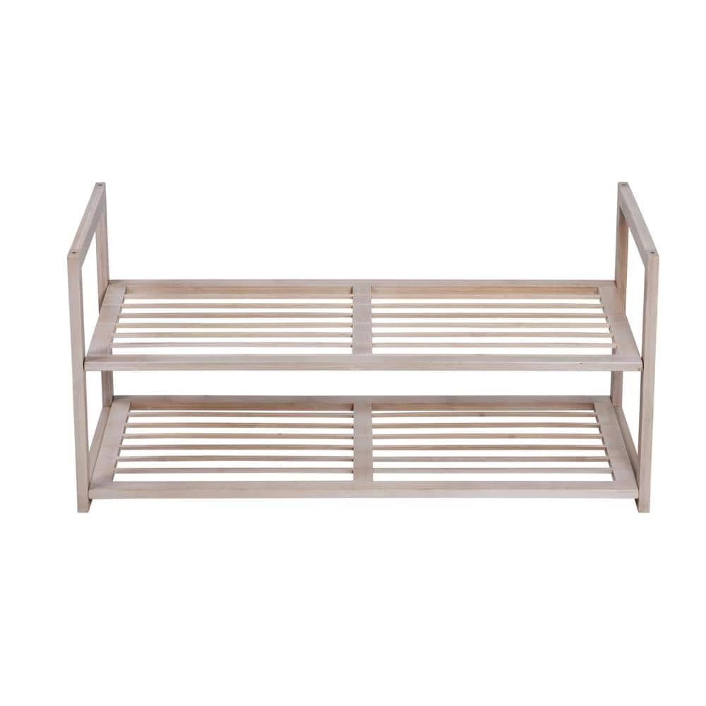 13.4 in. H 6-Pair White Wash Bamboo 2-Tier Shoe Rack by Honey-Can-Do 7 13.4 in. H 6-Pair White Wash Bamboo 2-Tier Shoe Rack by Honey-Can-Do - Image 5