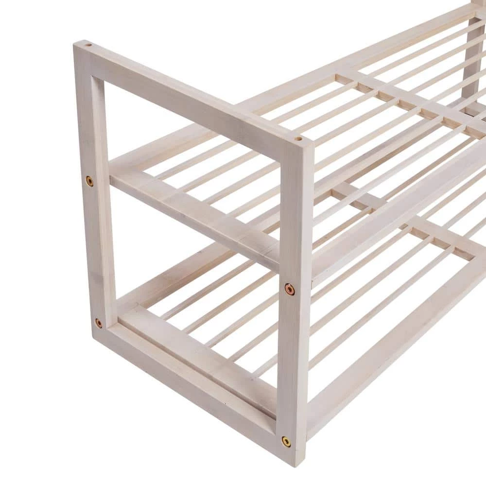 13.4 in. H 6-Pair White Wash Bamboo 2-Tier Shoe Rack by Honey-Can-Do 8 13.4 in. H 6-Pair White Wash Bamboo 2-Tier Shoe Rack by Honey-Can-Do - Image 6