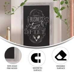 White Washed Magnetic Wall Mounted Chalkboard by Carnegy Avenue -Carnegy Avenue Sales white washed carnegy avenue boards easels cga hgwa 513541 wh hd 44 1000